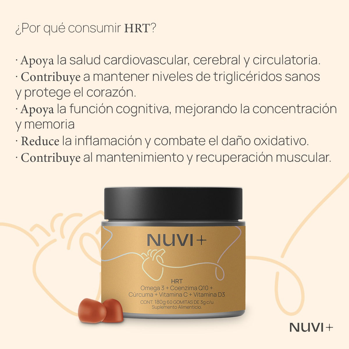 HRT (Omega 3,Q10, Cúrcuma, Vitamina C, Vitamina D3)