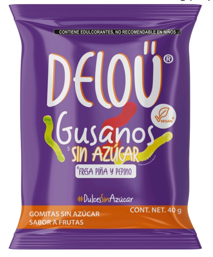 Gusanos Frutales sin chile Veganos sin azúcar.